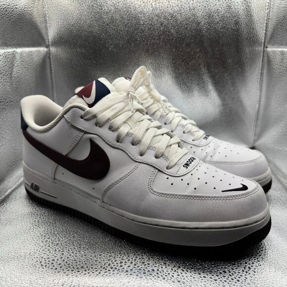 Size 12 Nike Air Force 1 '07 LV8 4 Swoosh White Maroon Men Sneakers CJ8731-100 - Picture 1 of 13